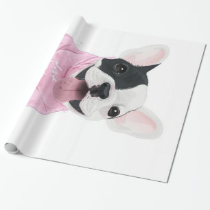 Cute French Bulldog Stuck Just Love Me Wrapping Paper