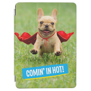 Cute French Bulldog Superhero Runs in Grass iPad Air Cover