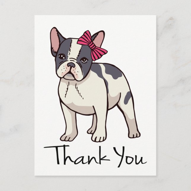 Cute French Bulldog Thank You Frenchie Puppy Dog Postcard (Front)