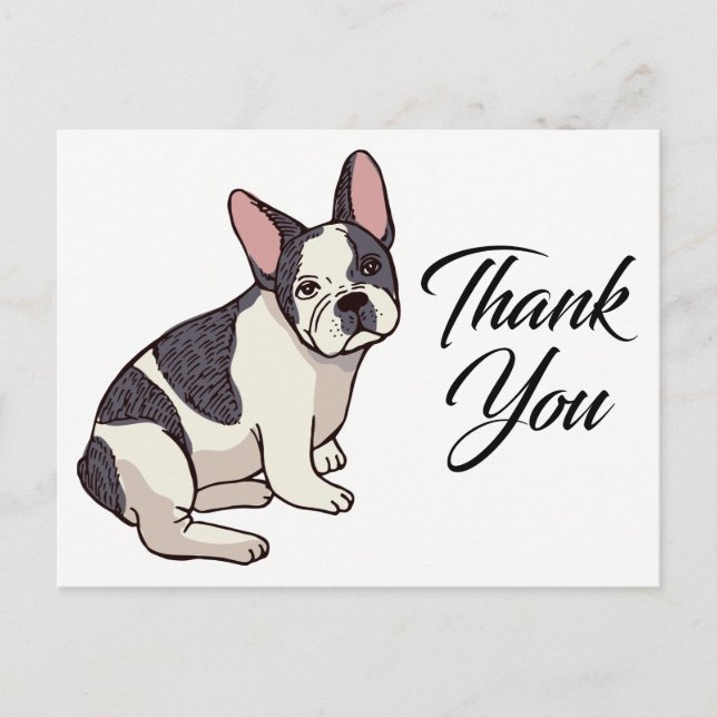 Cute French Bulldog Thank You Frenchie Puppy Dog Postcard (Front)