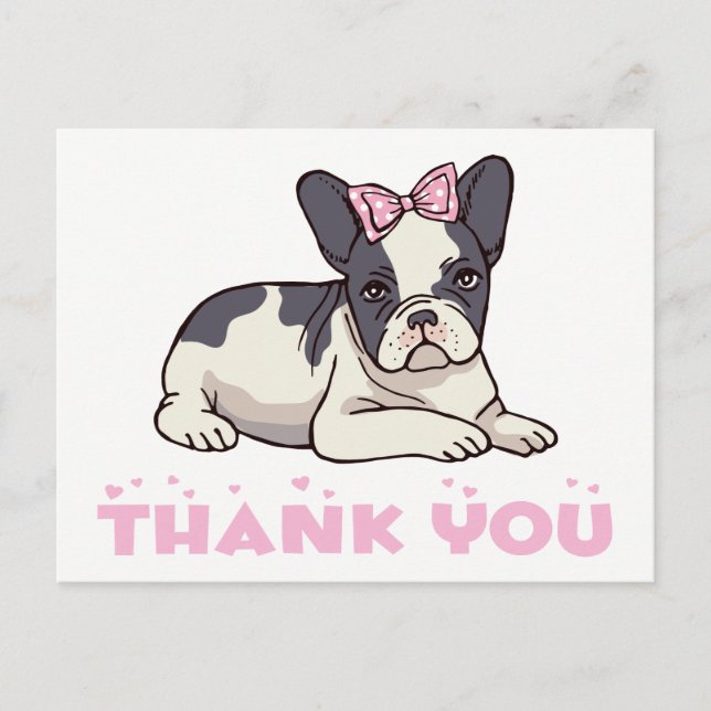 Cute French Bulldog Thank You Frenchie Puppy Dog Postcard (Front)