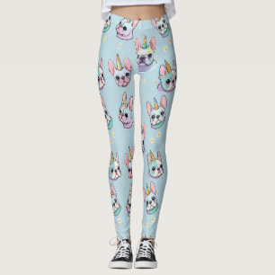 Cute French Bulldog Unicorn Pastel Pattern Leggings