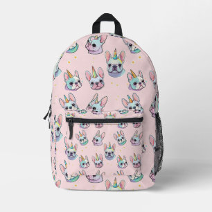 Cute French Bulldog Unicorn Pastel Pattern Printed Backpack