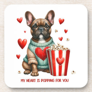 Cute French Bulldog Valentines Day heart Coaster