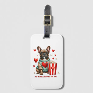 Cute French Bulldog Valentines Day heart Luggage Tag