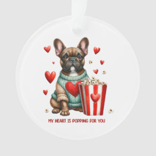 Cute French Bulldog Valentines Day heart Ornament