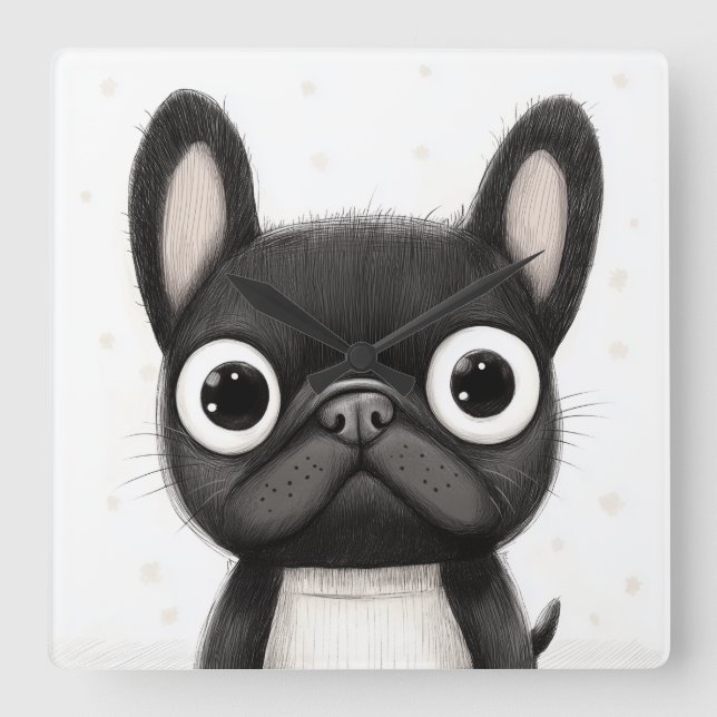 Cute French Bulldog Wall Clock (Front)