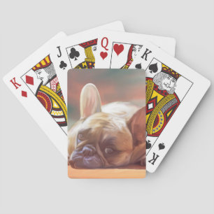 Cute French Bulldog Water Colour Art Painting Playing Cards