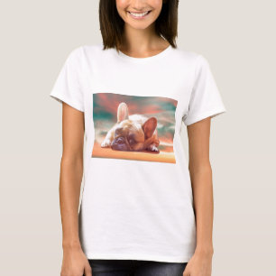 Cute French Bulldog Water Colour Art Painting T-Shirt