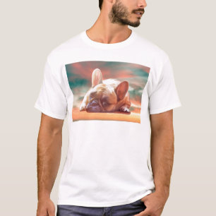 Cute French Bulldog Water Colour Art Painting T-Shirt