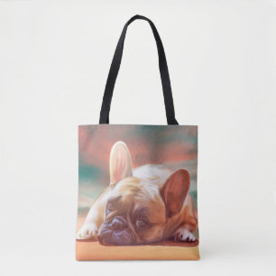 Cute French Bulldog Water Colour Art Painting Tote Bag