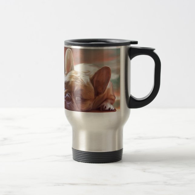 Cute French Bulldog Water Colour Art Painting Travel Mug (Right)