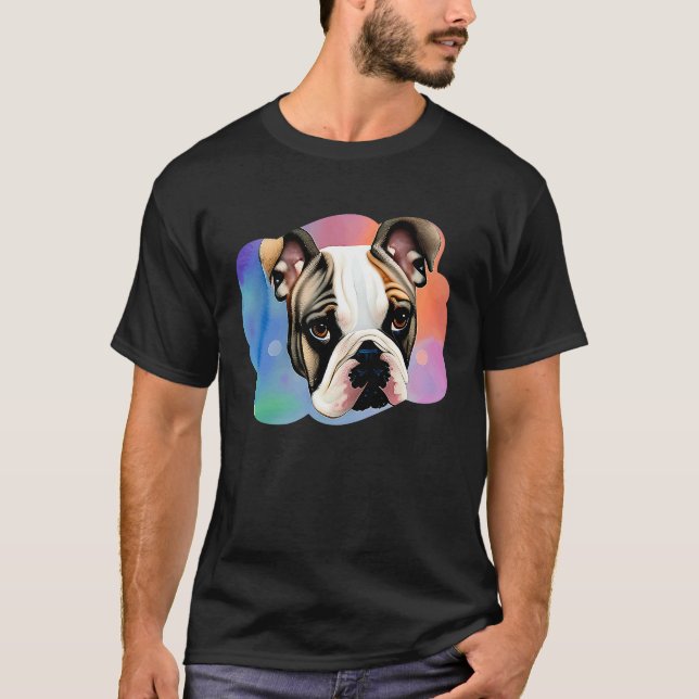 Cute French Bulldog Watercolour for bulldog Mom lo T-Shirt (Front)