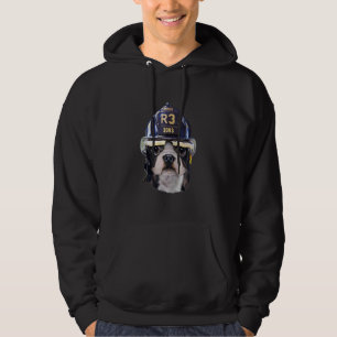 Cute French Bulldog Wearing Firefighter Helmet Hoodie