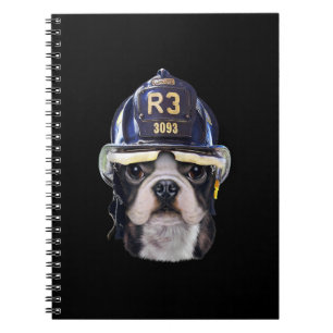 Cute French Bulldog Wearing Firefighter Helmet Notebook