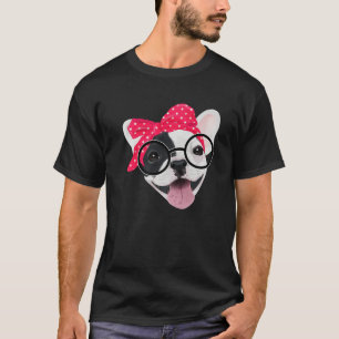 Cute French Bulldog Wearing Headband Glasses Frenc T-Shirt