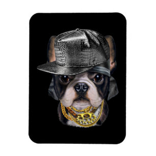 Cute French Bulldog wearing Hip Hop Rapper Cap Magnet