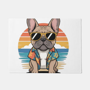 Cute French Bulldog wearing sunglasses Doormat