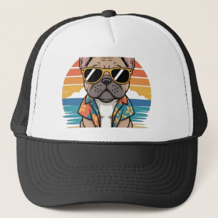 Cute French Bulldog wearing sunglasses Trucker Hat