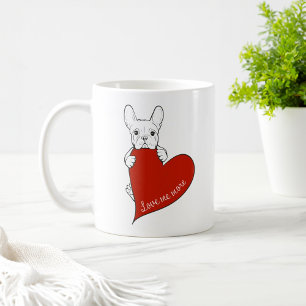 Cute French Bulldog with a Red Heart Coffee Mug