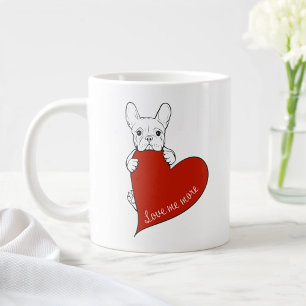 Cute French Bulldog with a Red Heart Large Coffee Mug