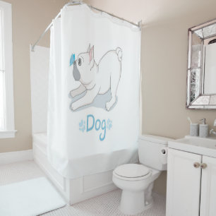 Cute French Bulldog With Butterfly Shower Curtain