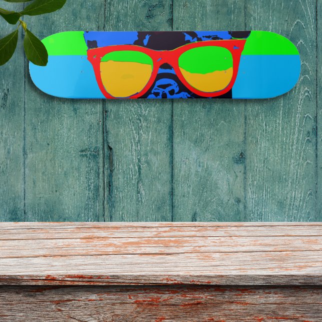 Cute French bulldog with glasses Pop style Skateboard (Creator Uploaded)