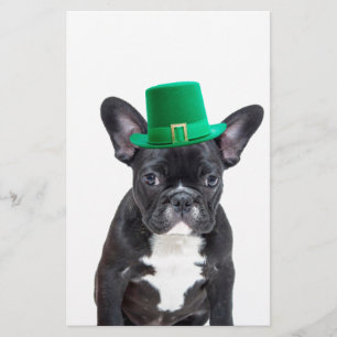 Cute French Bulldog with Hat St. Patrick's Day Stationery
