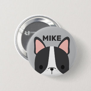 Cute French Bulldog with Personalised Name 6 Cm Round Badge
