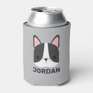 Cute French Bulldog with Personalised Name Can Cooler