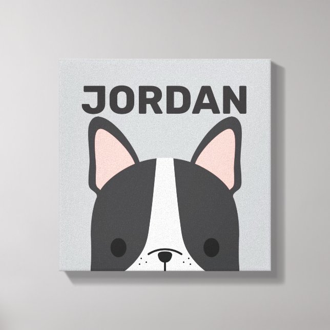 Cute French Bulldog with Personalised Name Canvas  (Front)