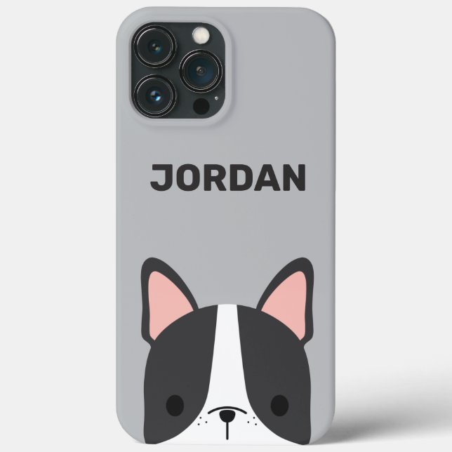 Cute French Bulldog with Personalised Name Case-Mate iPhone Case (Back)