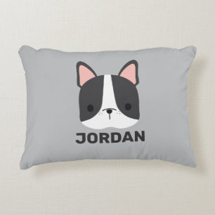 Cute French Bulldog with Personalised Name Decorative Cushion