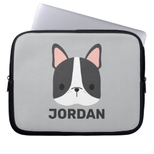 Cute French Bulldog with Personalised Name Laptop Sleeve