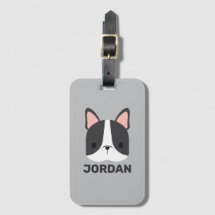 Cute French Bulldog with Personalised Name Luggage Tag