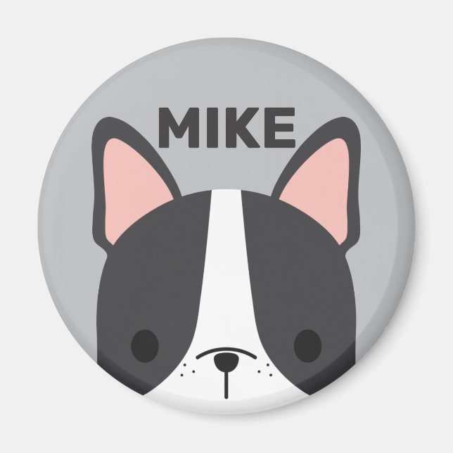 Cute French Bulldog with Personalised Name Magnet (Front)