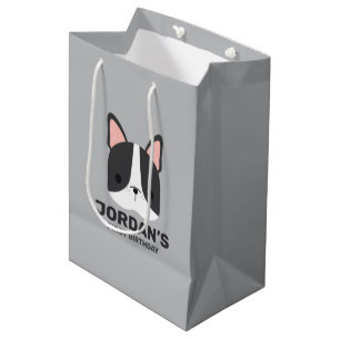 Cute French Bulldog with Personalised Name Medium Gift Bag