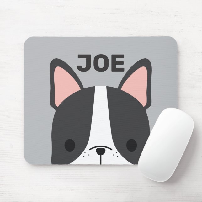 Cute French Bulldog with Personalised Name Mouse Mat (With Mouse)