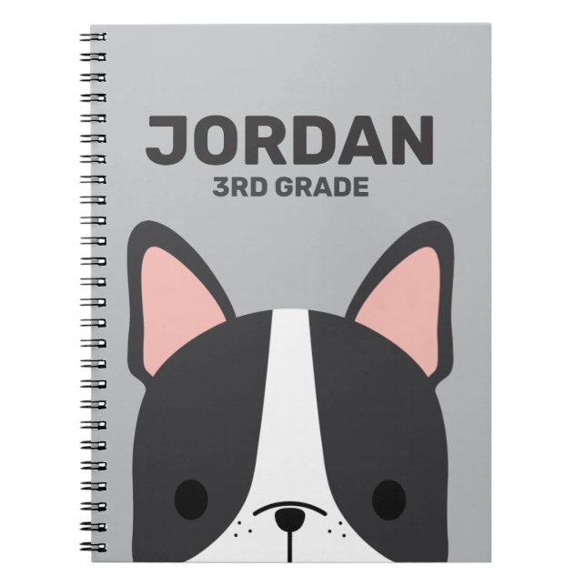 Cute French Bulldog with Personalised Name Notebook (Front)