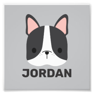 Cute French Bulldog with Personalised Name Photo P Print