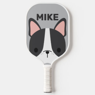Cute French Bulldog with Personalised Name Pickleball Paddle
