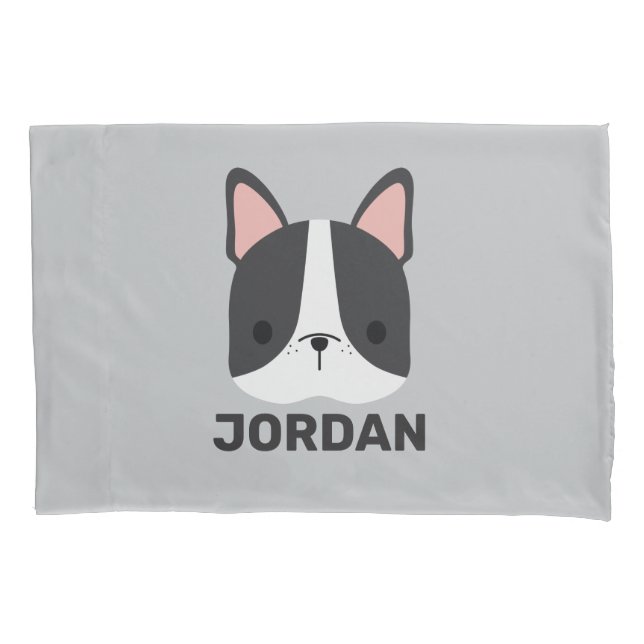 Cute French Bulldog with Personalised Name Pillowcase (Front)