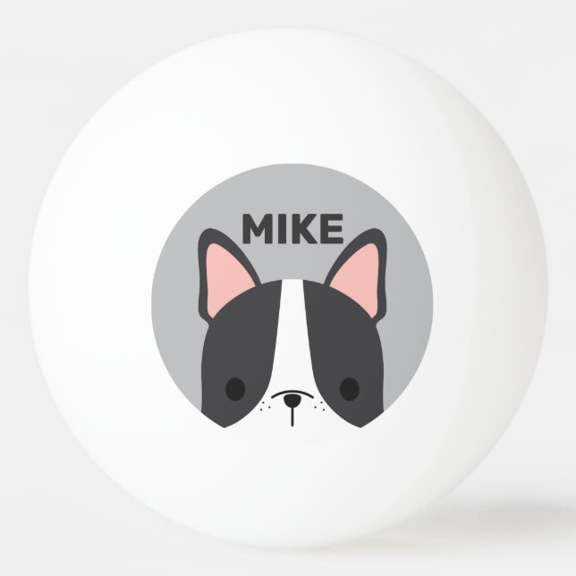 Cute French Bulldog with Personalised Name Ping Pong Ball (Front)