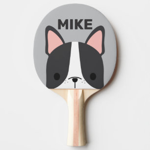 Cute French Bulldog with Personalised Name Ping Pong Paddle