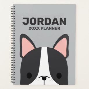 Cute French Bulldog with Personalised Name Planner