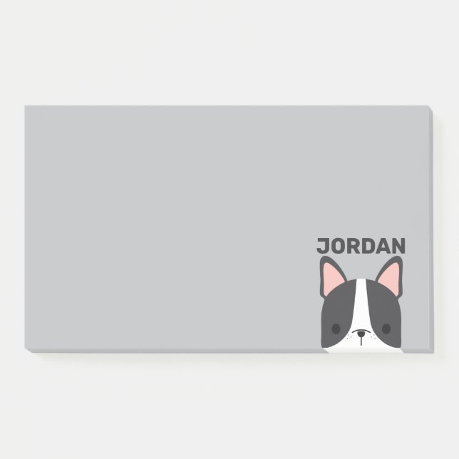 Cute French Bulldog with Personalised Name Post-it Notes (Front)