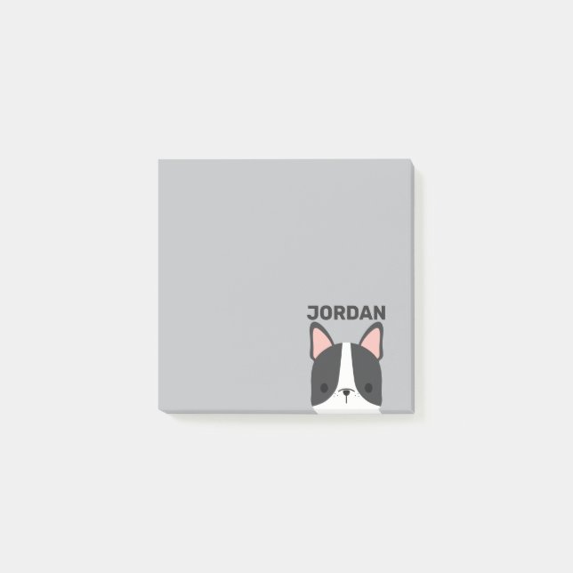 Cute French Bulldog with Personalised Name Post-it Notes (Front)