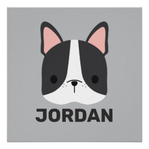 Cute French Bulldog with Personalised Name Poster