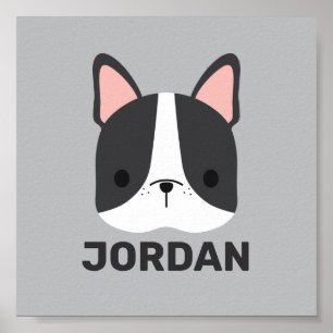Cute French Bulldog with Personalised Name Poster