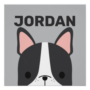 Cute French Bulldog with Personalised Name Poster
